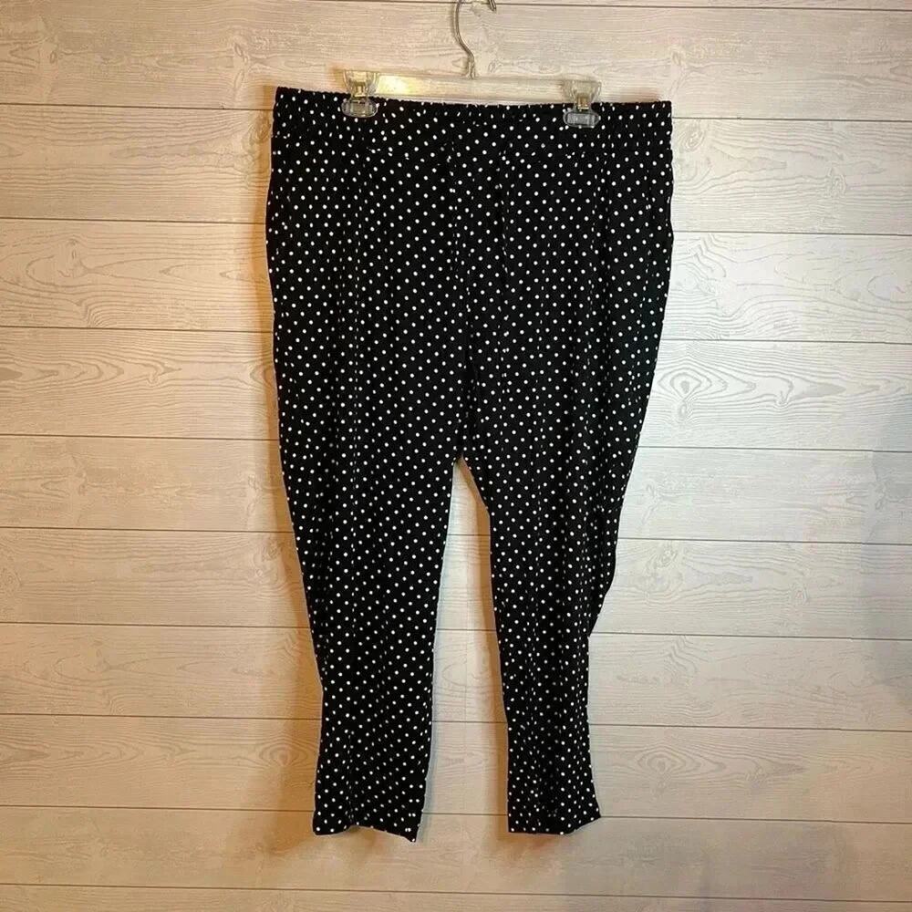 NWT Torrid Black dot Challis draw chord ankle pants Size 1X